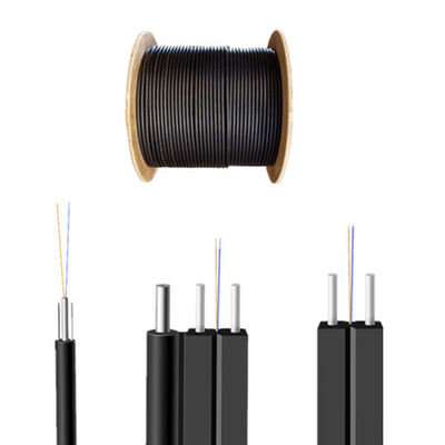 5m PVC LSZH G652D Kabel Drop Udara, Drop Wire Fiber Optic 2 Core