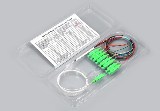 Tabung Baja Tipe 1x8 PLC Fiber Splitter Konektor SC / APC Serat Optik PLC Splitter